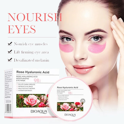60 Premium Rose Hyaluronic Acid Eye Masks - 60 Pcs Anti-Wrinkle, Dark Circle & Eye Bag Treatment for Ultimate Moisturizing and Firming Skin Care