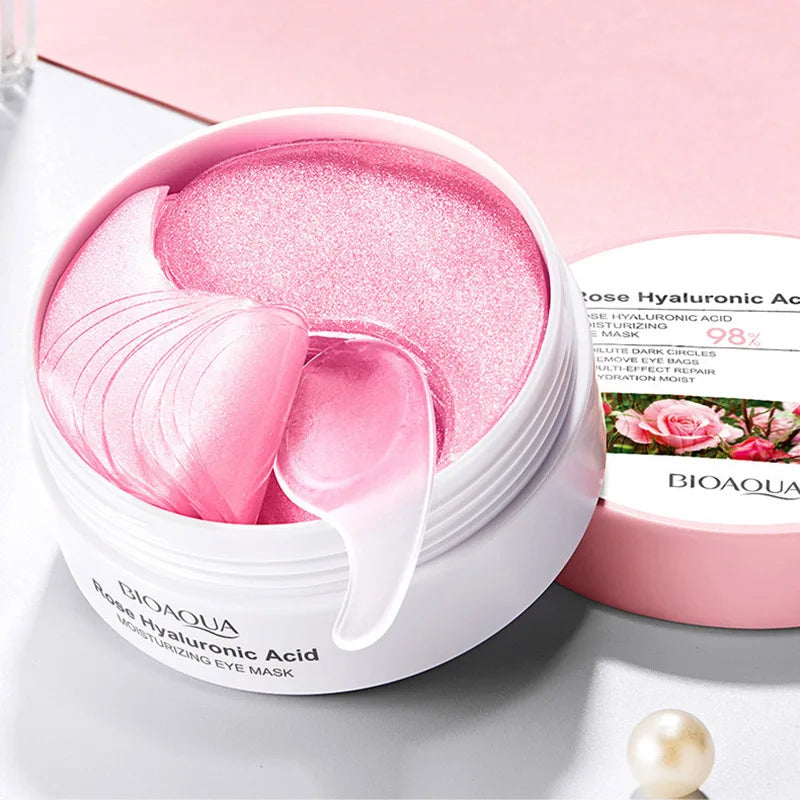 60 Premium Rose Hyaluronic Acid Eye Masks - 60 Pcs Anti-Wrinkle, Dark Circle & Eye Bag Treatment for Ultimate Moisturizing and Firming Skin Care
