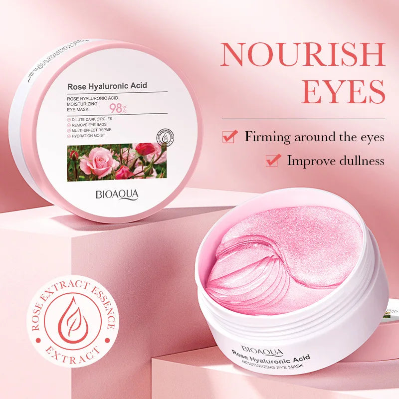 60 Premium Rose Hyaluronic Acid Eye Masks - 60 Pcs Anti-Wrinkle, Dark Circle & Eye Bag Treatment for Ultimate Moisturizing and Firming Skin Care
