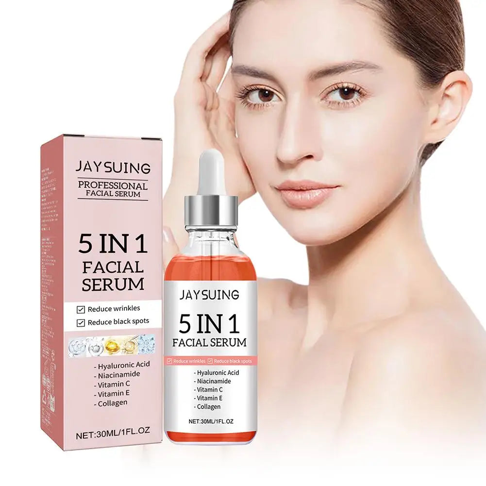 5 in 1 Fade Fine Lines Firming Face Serum Moisturizing Brightening Vitamin C Hyaluronic Acid Facial Serum Shrink Pores Skin Care