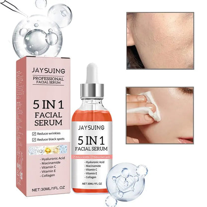 5 in 1 Fade Fine Lines Firming Face Serum Moisturizing Brightening Vitamin C Hyaluronic Acid Facial Serum Shrink Pores Skin Care
