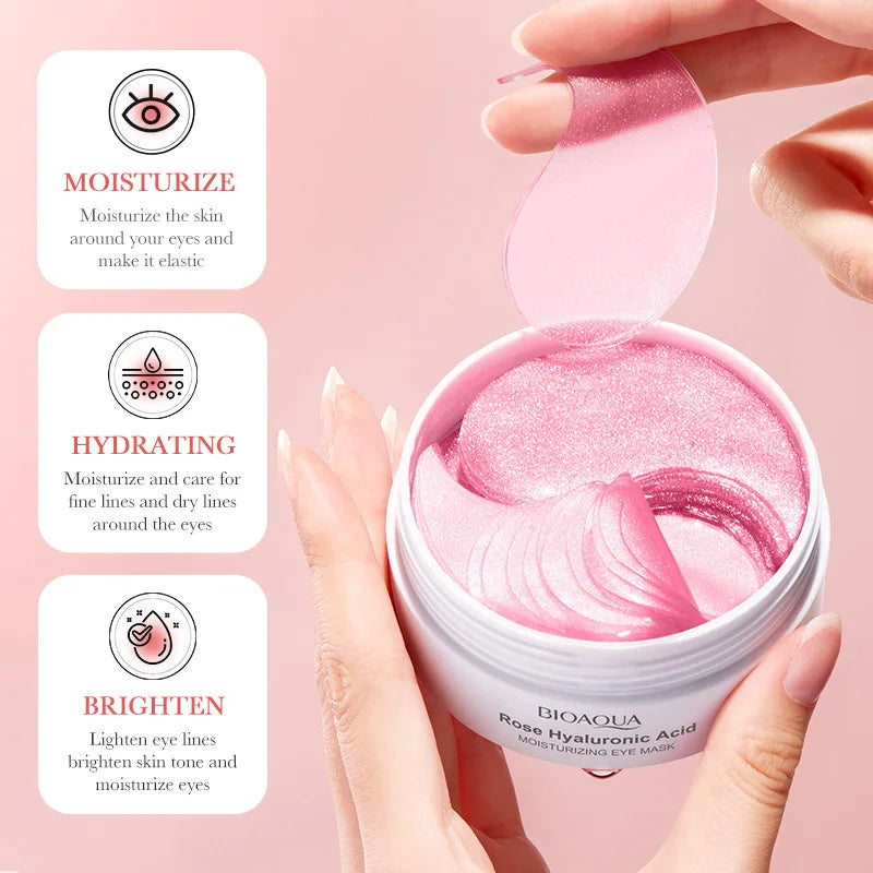 60 Premium Rose Hyaluronic Acid Eye Masks - 60 Pcs Anti-Wrinkle, Dark Circle & Eye Bag Treatment for Ultimate Moisturizing and Firming Skin Care