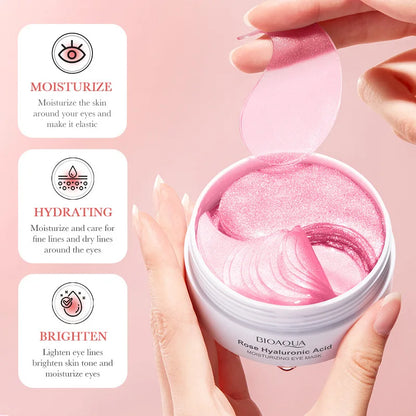 60 Premium Rose Hyaluronic Acid Eye Masks - 60 Pcs Anti-Wrinkle, Dark Circle & Eye Bag Treatment for Ultimate Moisturizing and Firming Skin Care